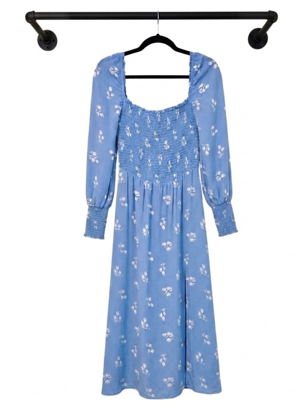 Reformation Rowan Midi Dress – Blue White Floral Print – Size M - Picture 4 of 6